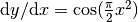 \mathrm{d}y/\mathrm{d}x = \cos(\frac\pi 2 x^2)